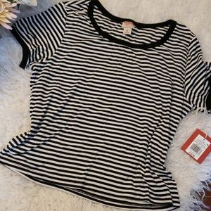 Black and White Stripe Ringer Tee